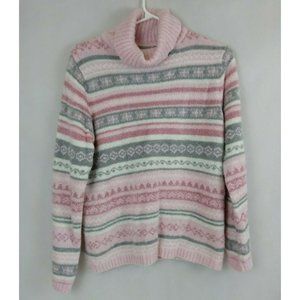 Croft & Barrow Women's Pink & Gray Beautiful Turtleneck Sweater Size Small
